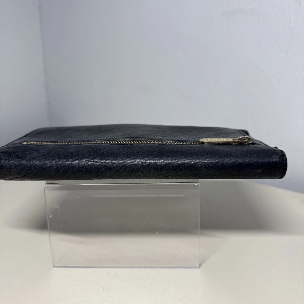 Michael Kors Black Soft Leather Twofold  Snap Zip Flap Women's Large Wallet